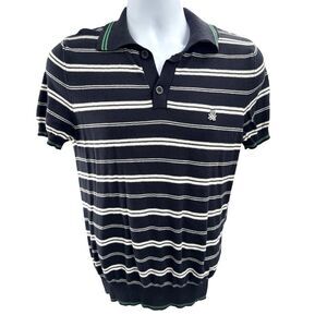 Benetton Red Striped Polo Shirt Men’s Small Italy Knit Retro Y2K Preppy